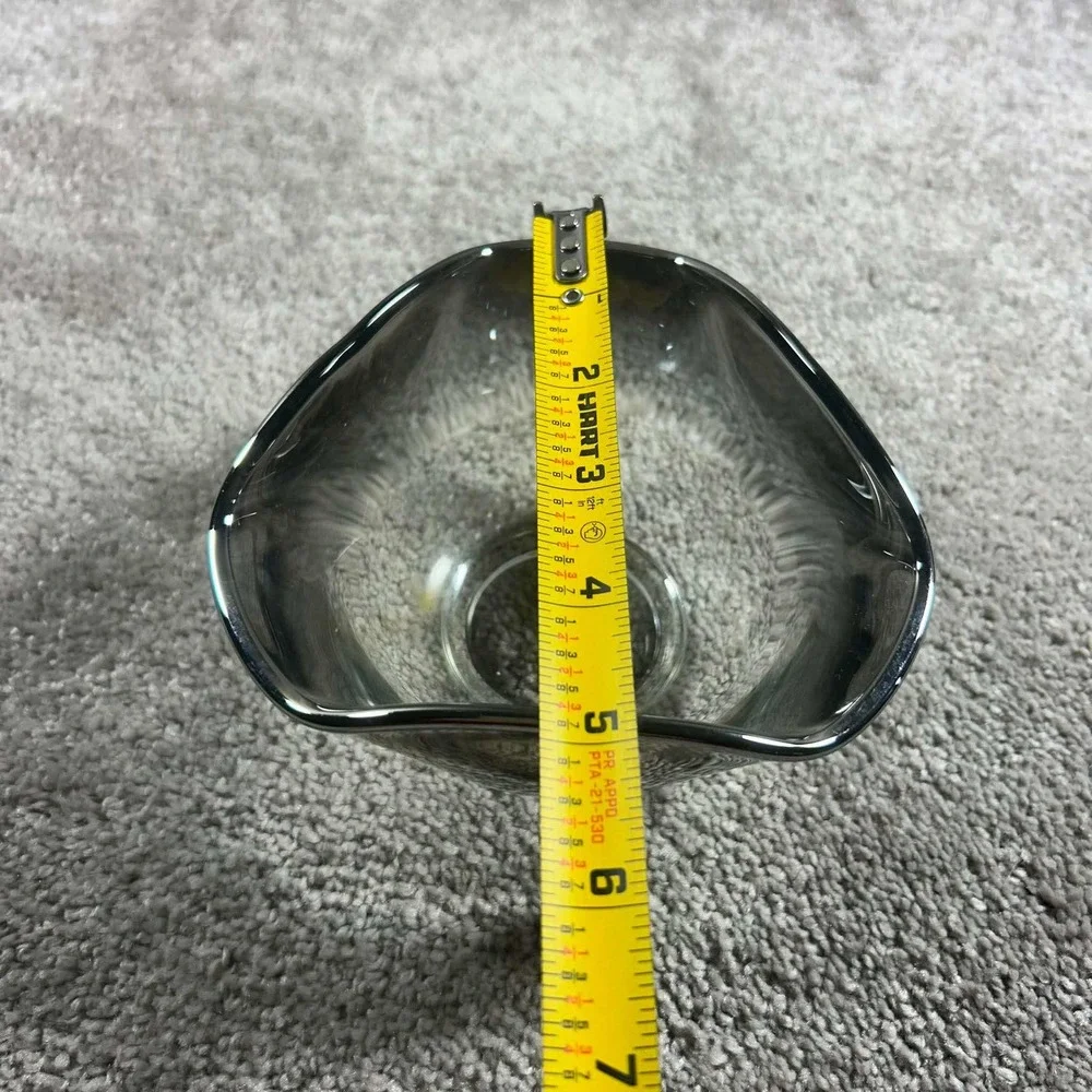 Vintage Bowl Smoke Ombre‎ Silver Rim Glass Dish